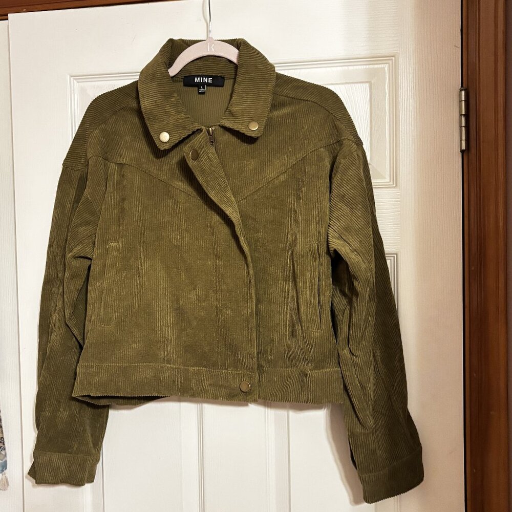 MINE OLIVE GREEN CORDUROY JACKET, SIZE LARGE NWOT